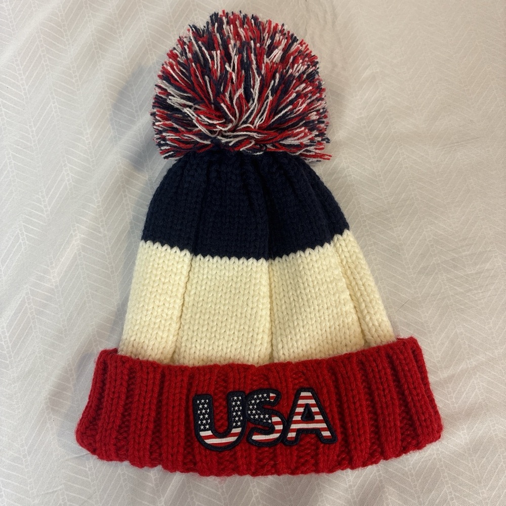 C.C Adult USA Pom Beanie - Red, White, and Blue